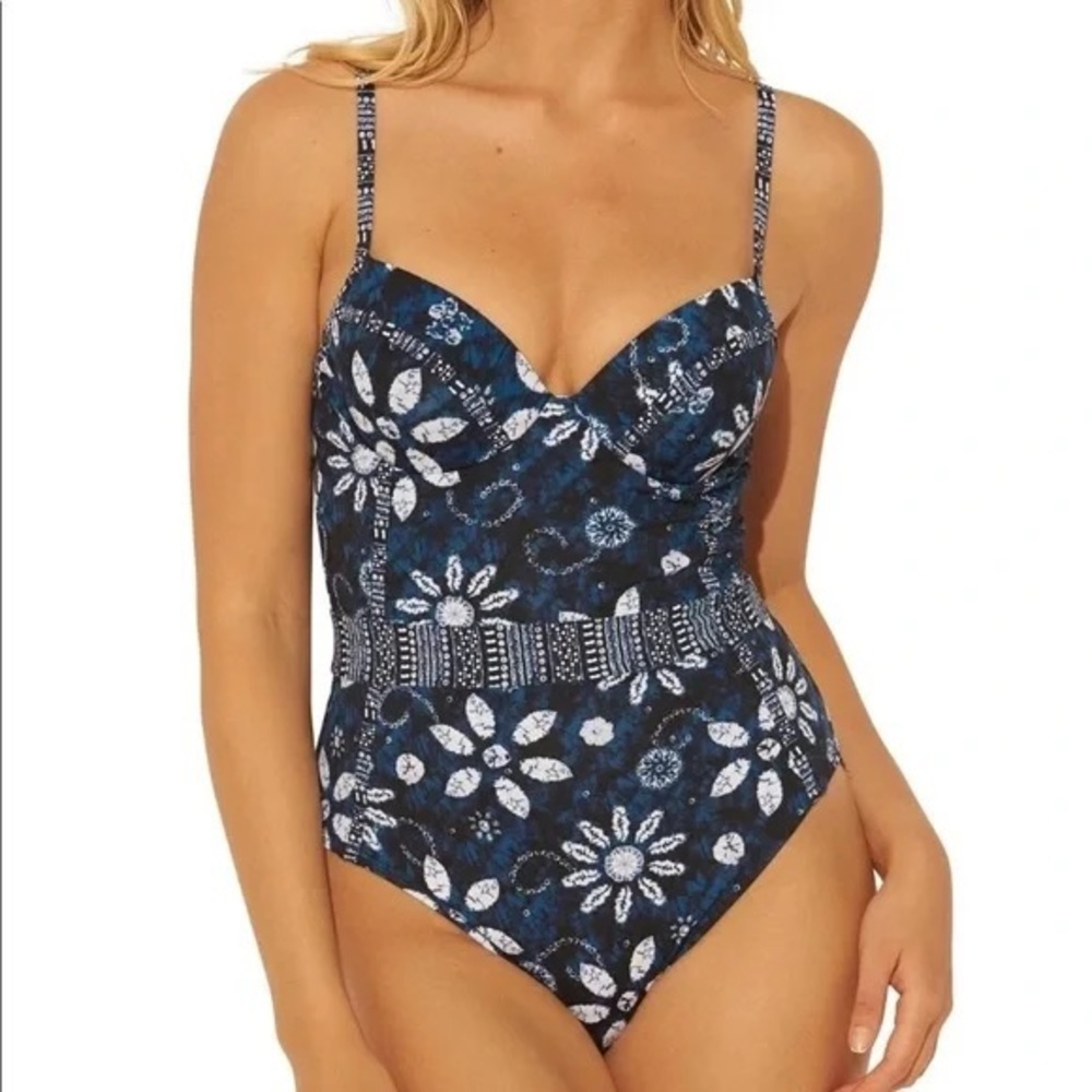 Bleu Rod Beattie Women's Swim Underwire Printed One-Piece Blue